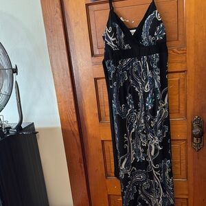 J.B.S. Black and Blue Paisley Maxi Dress